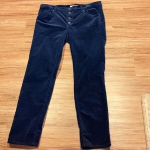 LOFT Modern Skinny Navy Blue Velvet Jeans, Sz 12, Button fly